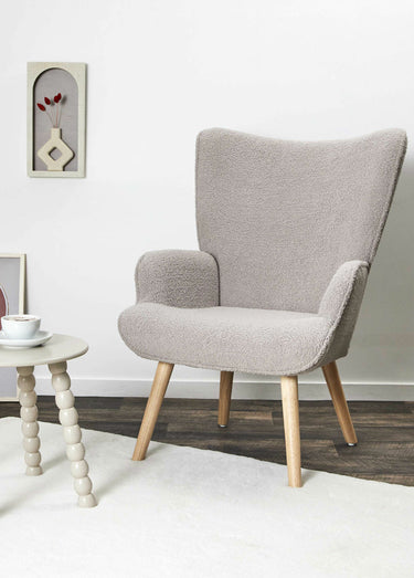 Fauteuil large maille bouclette clair Taupe