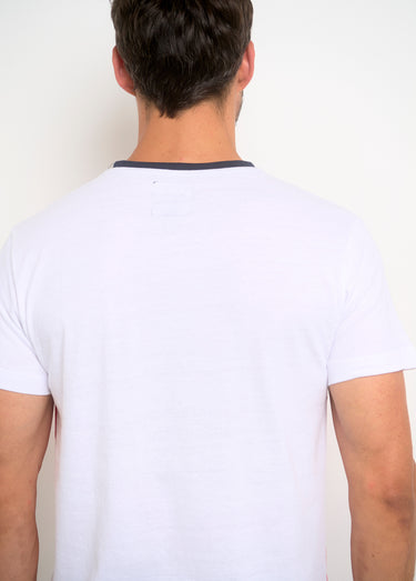 T-shirt tricolore logo poitrine Blanc