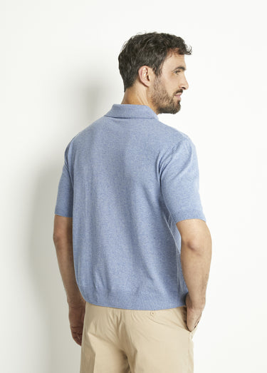 Polo zippé uni manches courtes coton cardé Jean