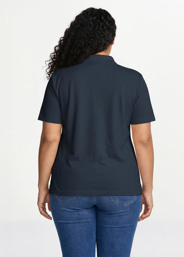 T-shirt maille piquée coton col polo Marine