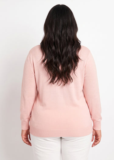 Pull laine mérinos manches longues Rose The