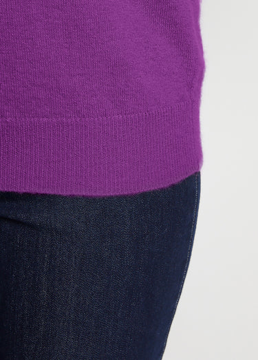Pull chaud col montant avec laine et angora Aubergine