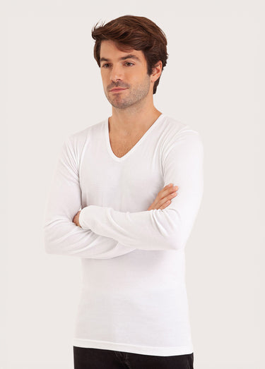 T- shirt col V homme Blanc