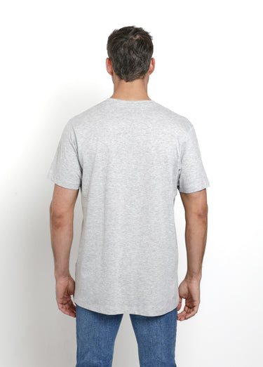 T-shirt chiné col V avec manches courtes Gris