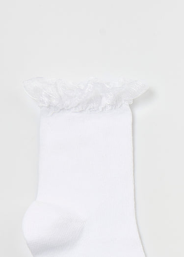 Chaussettes bord dentelle Blanc