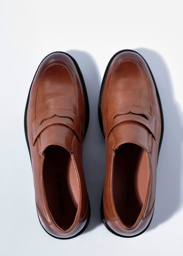Mocassins simili cuir, patte ton sur ton Camel
