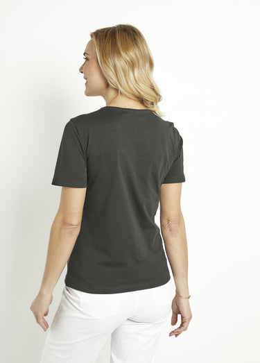 T-shirt court brodé manches courtes Noir