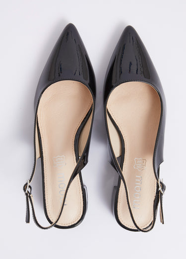Escarpins slingback vernis pointus Vernis Noir