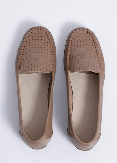 Mocassins souples largeur confort cuir Taupe