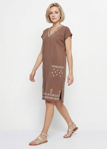 Robe de plage ample courte Marron