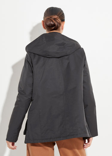 Veste déperlante courte avec col velours Noir/Chocolat