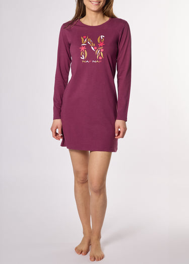 Chemise de nuit courte logo placé Violet