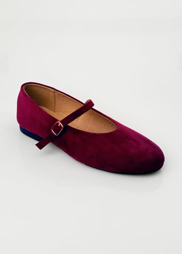 Ballerines babies plates façon cuir suédé Bordeaux