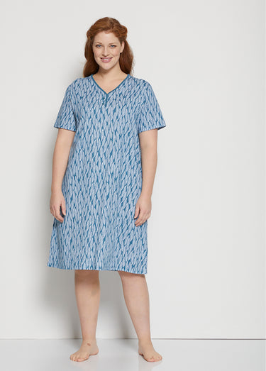 Chemise de nuit tee-shirt mi-longue Imprime Bleu Canard