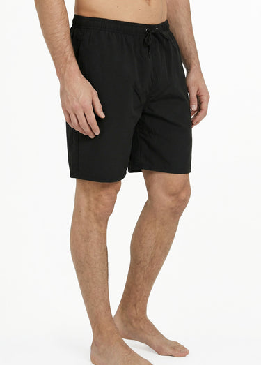 Short de bain taille élastiquée et liens Noir