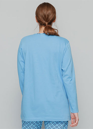 Haut de pyjama manches longues Bleu Ciel