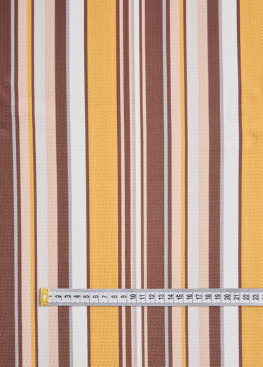 Coupon tissu habillement, rayé extensible Raye Ocre