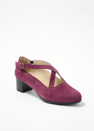 Escarpins à talons largeur confort cuir Prune