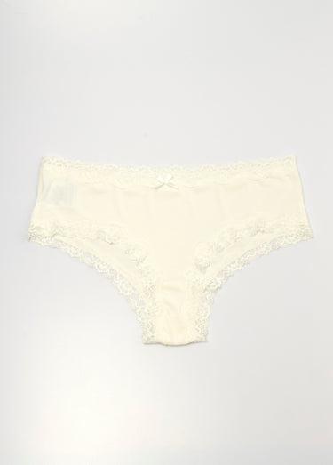 Shorties microfibre avec bords dentelle Blanc/Rose