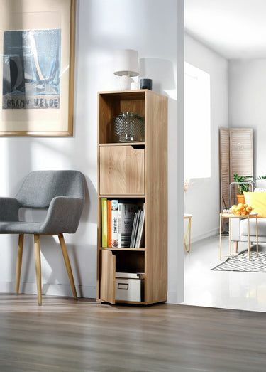 MODU Meuble colonne 4 cases + 2 portes Marron