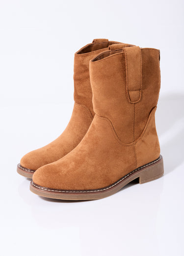Bottines plates en suédine Camel