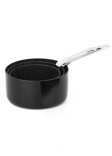 3 casseroles empilables alu 16/18/20cm Astuce, foncé Noir