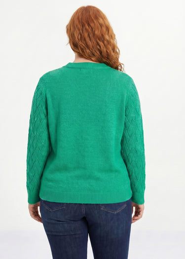 Pull doux uni col rond maille fantaisie Menthe