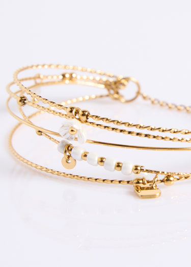 Bracelet jonc multi-rangs acier inoxydable Blanc