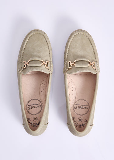 Mocassins compensés souples largeur confort Kaki