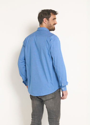 Chemise manches longues en chambray Bleu Ciel