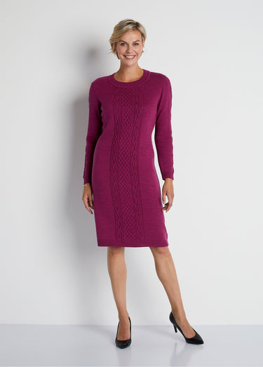 Robe pull courte maille fantaisie Cassis