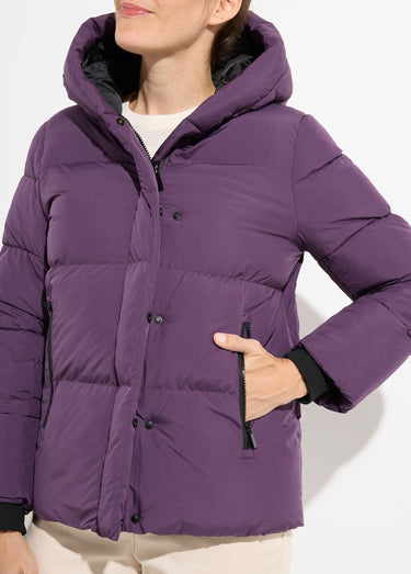 Doudoune courte matelassée à capuche Violet