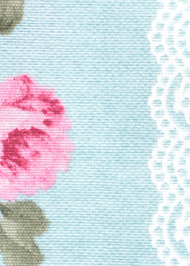 Coupon déco rose et dentelle, 3x1,4m Fd Bleu