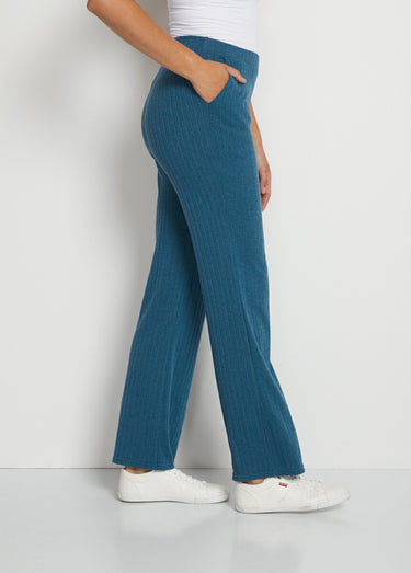 Pantalon droit en maille côtelée Canard