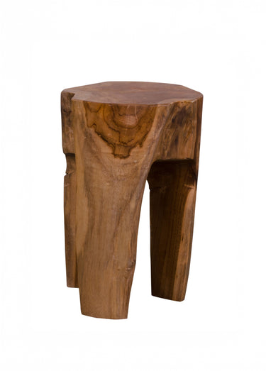 Tabouret en teck recyclé, modèle unique Naturel