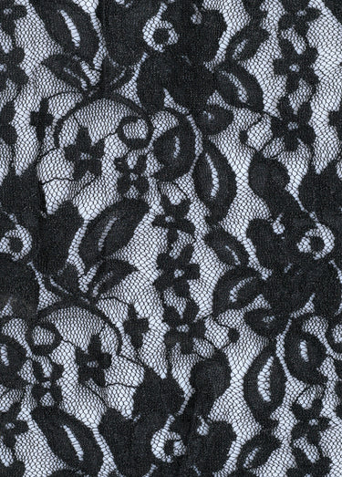 Coupon tissu broderie fleurs et tulle 4N Noir