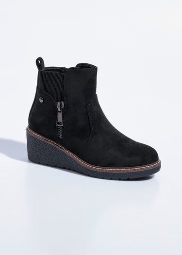 Boots semelle compensée avec zip déco Noir