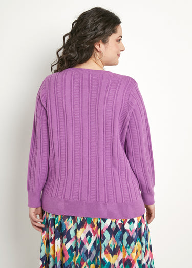 Pull ajouré doux col rond Parme