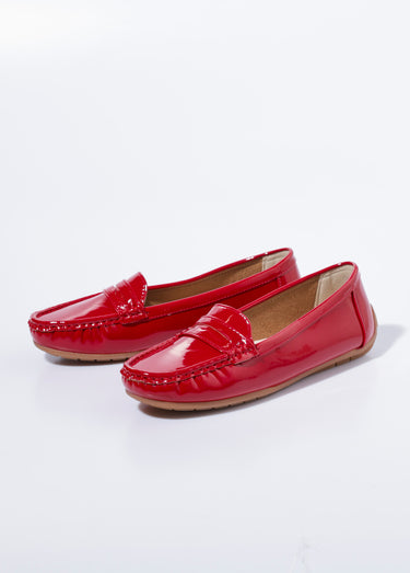 Mocassins vernis semelle antidérapante Vernis Rouge