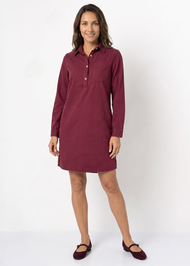 Robe chemisier en toile canvas pur coton Bordeaux