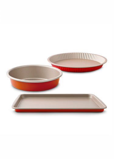 Set 3 pièces alu Moule à manqué + Moule à tarte + Plaque Champagne / Terracotta