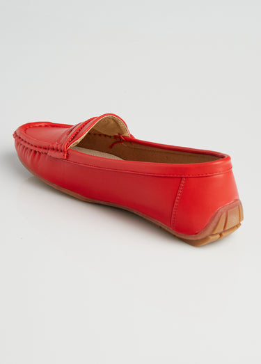 Mocassins plats bride ton sur ton Rouge