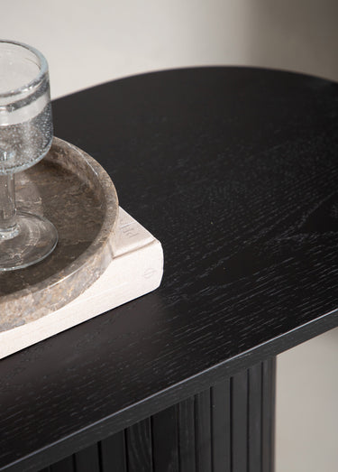 Console en bois, pieds façon colonne Noir