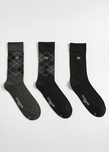 Paires de chaussettes motifs losanges Noir