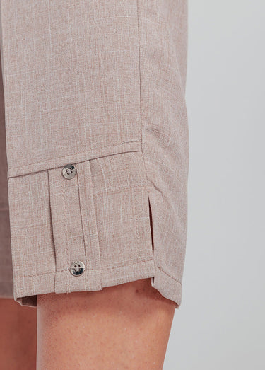 Pantacourt ceinture semi élastiquée Beige