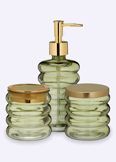 Set de salle de bain 4 pièces en verre Vert