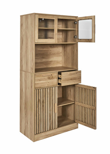 Buffet vaisselier en bois claustra Marron