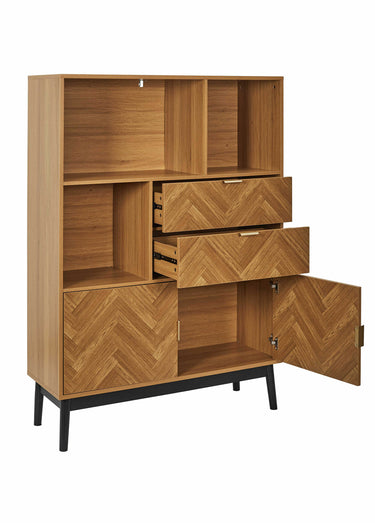 Bibiliothèque en bois façon chevrons Marron/Noir