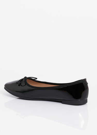 Ballerines vernies plates, petit noeud Vernis Noir
