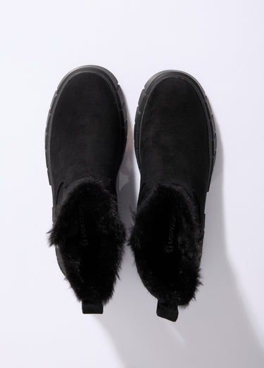 Bottines compensées chaudes en suédine Noir